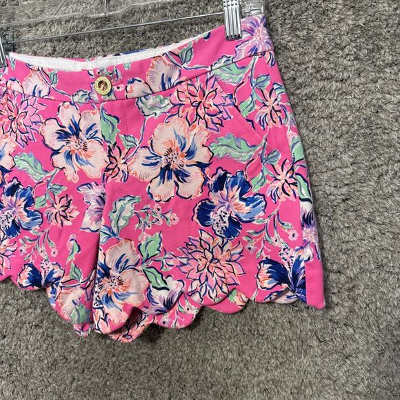 LILLY PULITZER Knit Buttercup Shorts  "LAST BUD NOT LEAST"  Size 2 Pink Floral - Picture 3 of 13